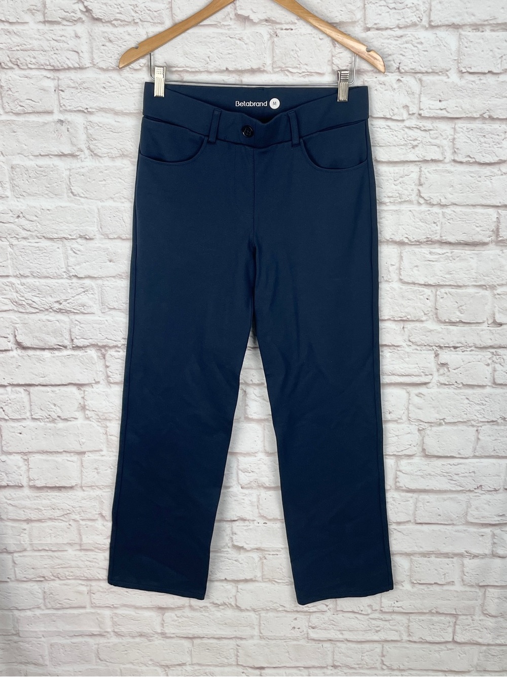Betabrand Navy Stretch Straight Leg Yoga Dress Pants Size M